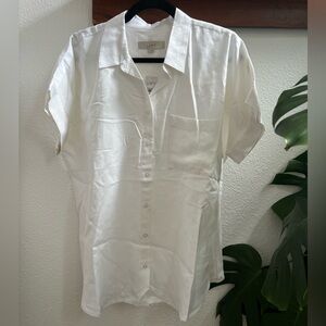 NWT Womens Loft Button Down Shirt, White, size L